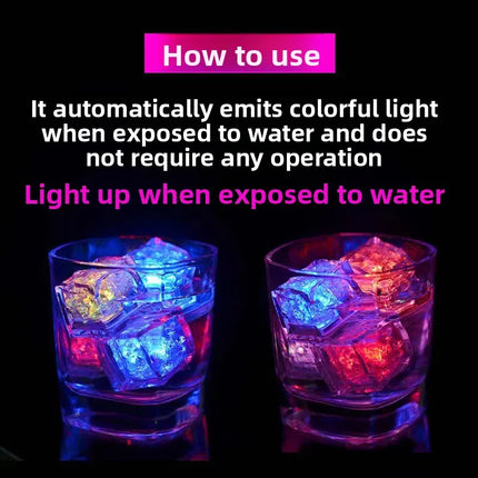 6PCS Luminous LED Ice Cube Colorful Bathtub Light Up Toy Party Supplies Waterproof Glowing Cube Kids Bath Toy Birthday Xmas Gift