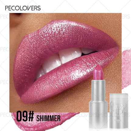 1PC Shiny Metallic Lipstick - Pearlescent Lip Gloss, Suitable for All Skin Types, High Pigmentation, Mild Formula, New Year Gift