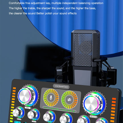 Live Sound Card Studio Record Soundcard Bluetooth Microphone Mixer Voice Changer Live Streaming Sound Mixer Podcast Karaoke Home