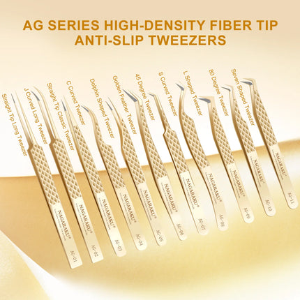NAGARAKU Precision Fiber Tip Tweezer for Eyelash Extensions Professional Eyelash Tweezers Antistatic Straight