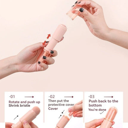 Portable Powder Blusher Brush With Cover 4 in 1 Travel Small Set Makeup Eye Shadow Telescopic Multi-Function Mini Makeup Tool
