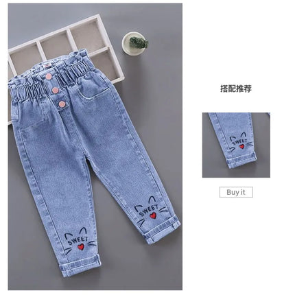 Girls' Pants Kids' Clothes Children's Jeans Cowboy Denim Pants Spring Autumn Fashion Clothing Streetwear Casual Harajuku
