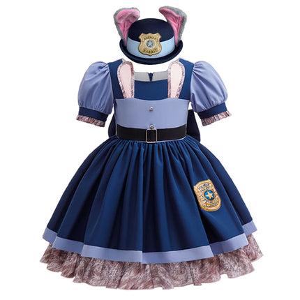 Disney Zootopia Judy Bunny Costume for Girls Dress Cosplay Carnival Party Clothes Disguise Cartoon Zoo Roleplay Fantasia Outfits