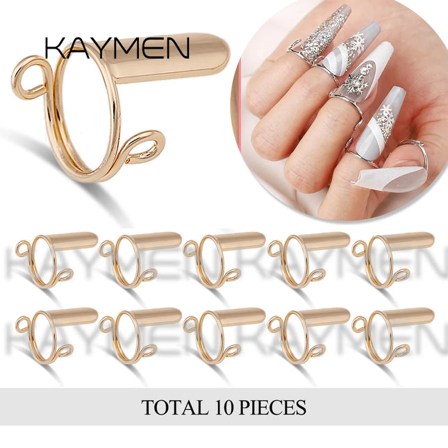New 10 Pieces Sets Thin Nail Rings Daily Fingertip Protective Cover Trendy Ring Jewelry Gift to Girlfriend Manicure 3 Colors
