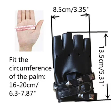 Punk Style Willow Nail Leather Half Finger Gloves for Women Cool Sexy Rock Dance Gloves Sexy Wrist Wrapping Hollow Gothic Gloves
