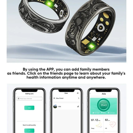Lenovo Smart Ring Men Women Multi-sport Mode Tracker Heart Rate Blood Pressure Blood Oxygen Sleep Monitoring for Android IOS