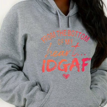 Women's autumn and winter warm and loose casual letter pattern printed velvet long sleeved hooded sweatshirt