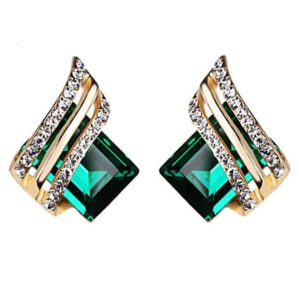 Zircon Crystal Rhombus Wings Earrings for Women Birthday Gifts Jewelry