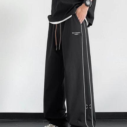Summer Men's Sweatpants Wide Leg Straight Ice Silk Cooling Pants Big Size 8XL 7XL 6XL Sportswear Loose Fit Track Trousers