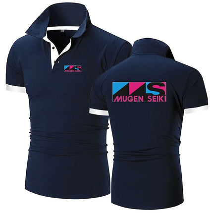2024 Summer Men's Mugen Seiki Logo Print Popular Lapel Collar Cotton Simplicity Comfortable Quick-Drying Solid Color Polo Shirts