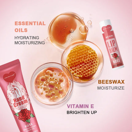 24PCS/box lip balm in bulk, hand cream in bulk thank you card and red gauze bag, wedding gift to guests, Christmas and New Year