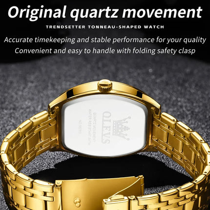 OLEVS 5528 Men's Watches Luxury Tonneau Original Top Brand Quartz Watch for Men Waterproof Luminous Week Date Male Wristwatch