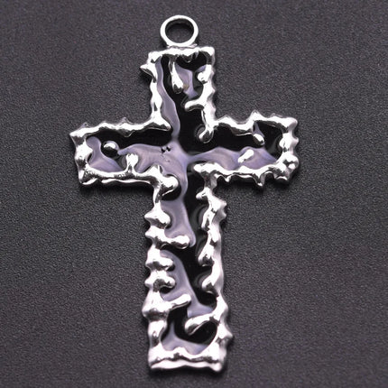 5pcs/Lot High Quality Stainless Steel Cross Pendants For Jewelry Making Supplies Metal Rose Lava Ankh Cross Charms DIY Materials