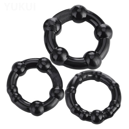 3 Pcs/Set Stretchy Cock Lock Ring Penis Enhancer Stay Hard Beaded Rings Delay Ejaculation Penis Trainer Sex Toys For Couple ring