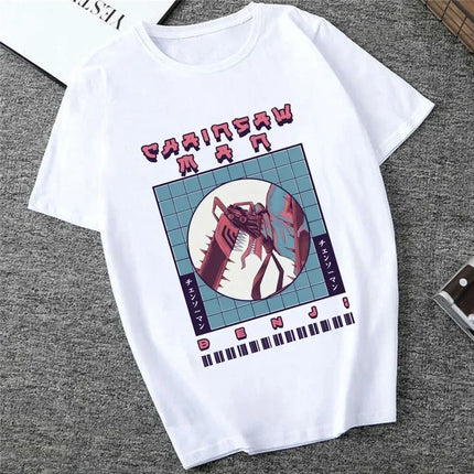 Japanese Anime Denji Tshirt Unisex Chainsaw women T Shirt Women Funny Cartoon Pochita Makima T-shirt Graphic Tees Tops Female 90