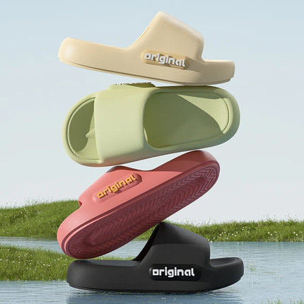 2025 Summer Platform Cloud Slippers Women Comfy Solid Color Soft Sole EVA Pillow Slides Woman Couple Non-Slip Beach Flip Flops