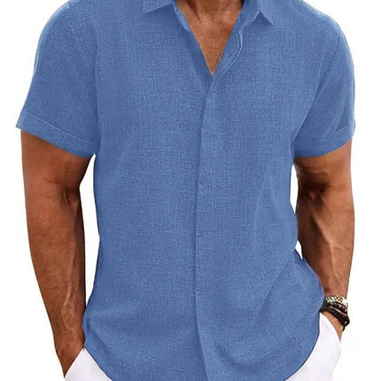 Men's Cotton Linen Short Sleeved Shirt Summer Casual Camisas Harajuku Blusas Mens Shirts Fashion Tops Men Clothing Streetwear