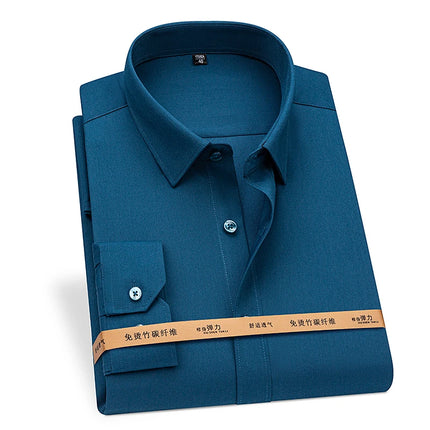 No-Iron Anti-Wrinkle 8XL New Fabric 50% Bamboo Fiber 46%Polyester 4%Spandex Men Shirts Long Sleeve Business work shirt Soft Cozy