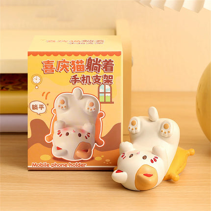 Cute Cartoon Cat Desktop Ornaments Phone Stand Creative Desk Decor for Office Home Kawaii Cat Glasses Storage Holder