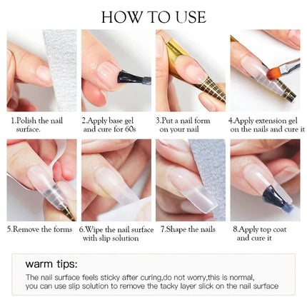 8ml Quick Building Extension Nail Gel Milky White Semi-Permanent UV/LED Gel Varnish Suitable for Manicure DIY Nail Prolong Tool