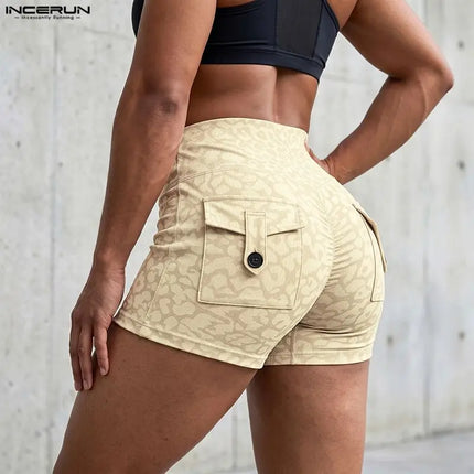 INCERUN Men's Shorts Leopard Printing Elastic Waist Joggers Men Bottoms Summer Streetwear 2026 Casual Unisex Shorts Vacation