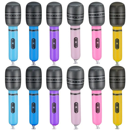 12Pcs Inflatable Microphones Blow Up Inflatable Microphone Props Toys for Musical Concert Themed Party Birthday Toys Decoration
