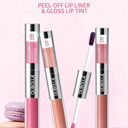 Double-headed Peel Off lip Tints/Stains Plump Lip Gloss Natural Waterproof Non Stick Cup Soft Nude Brown Tattoo Lip Liner Makeup