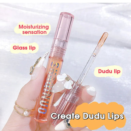 Four pack lip gloss set box, water gloss jelly lip gloss, moisturizing glass lips, not easy to stick to cup