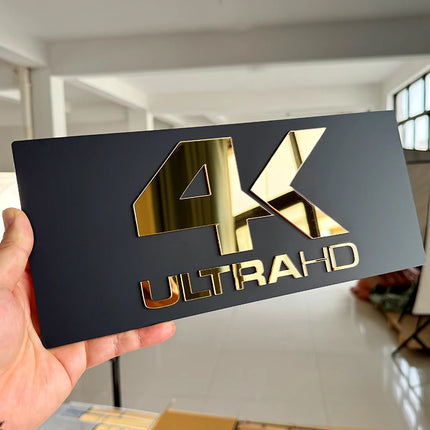 Dolby Atmos & DTS X Wall Signs Gold Mirror Acrylic Home Theater Plaque for Movie Room and Media Room Premium Cinema Room Decor