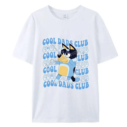 Blueys Bingo Dad Mom T-Shirts Cute Cartoon Tops Summer Parent-child Clothing Adult Anime Figure Black White Tee Family Clothes