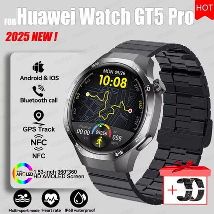 2027 Watch 5 Pro Track Compass Watch Men 360*360 AMOLED Screen NFC BT Call Waterproof Health Monitor Man Smartwatches