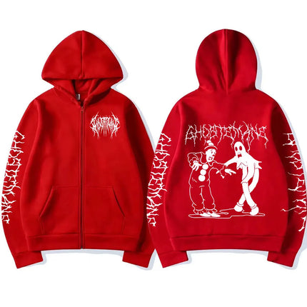 Limited Ghostemane Zipper Hoodie Graphic Print Hoodies Metal Rock Gothic Zip Up Hooded Sweatshirts Harajuku Streetwear Coats
