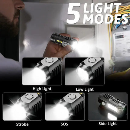 Portable Mini LED Handheld Flashlight Powerful Fingertip Torch Outdoor Waterproof Hiking Camping Flash Light with Pen Clip
