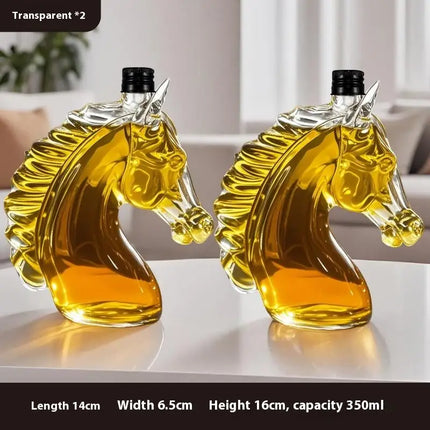 1Pc Whiskey Bottle Engraved Horse Head Shape Glass Decanter For Whiskey Bourbon Brandy Unique Liquor Bottle Gift For Lovers