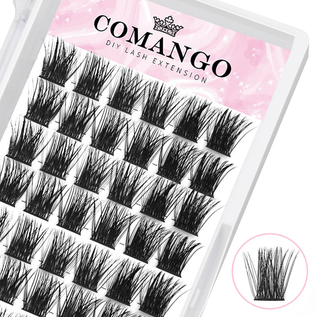 DIY Cluster Lashes For Personal Makeup 60 Pcs Wide Stem Clusters C D Curl 8-18mm CoMango Eyelash Extension