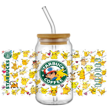 popular Pokemon UV DTF Cup Wrap 16oz Reusable Washable SelfAdhesive transfer Sticker for DIY Tumblers DIY Home decoration