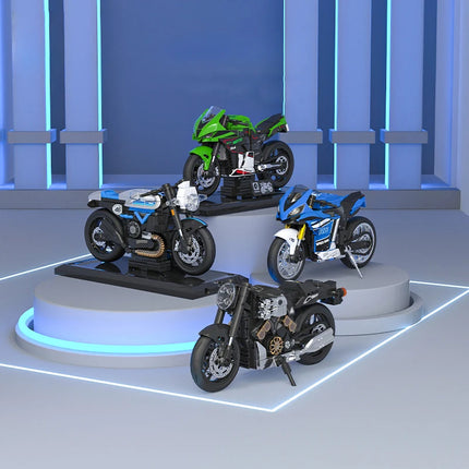 Technical Motorcycle Scrambler Cafe Racer V-max R1 NINJA ZX-10R Model Sets Building Block Motor Bricks Toys Collection For Gifts