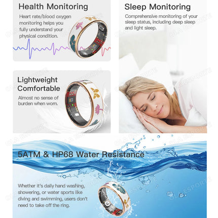 2026 New Smart Ring Color Enamels Women Female Stainless Steel Intelligent Finger Ring IP68 Waterproof Smartring Fitness Tracker
