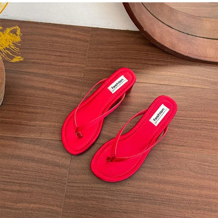 Summer Women Wedges Heel Silver Slippers Outdoor Street Style Dress Shoes Ladies Outdoor Beach Vacation Clip Toe Slides