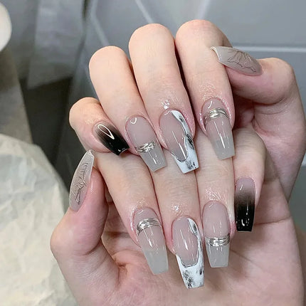 Cool Ash 24 Pcs Press on Nails Pink Nail polish Glossy Artificial Finger Manicure Reusable False Nails for Women