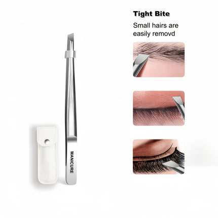 Stainless Steel Slant Tweezers Precision for Eyebrow Grooming, Eyelash Application & Trimming Suitable for Beard, Mustache