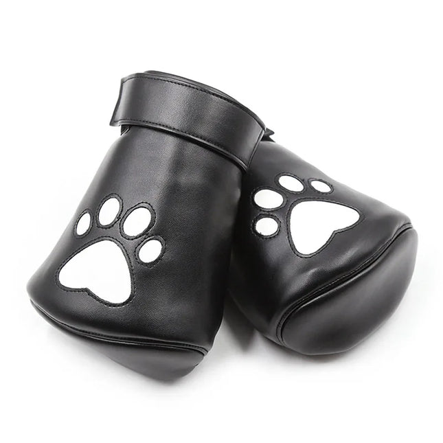 BDSM Cosplay Puppy Play Dog Gloves Dog Paw Print Padded Fist Mitts Sex Toys PU Gloves Dog Paws Suitable for Slave Cosplay Party