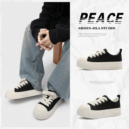 Soft Sole Lace-up Canvas Shoes Outdoor Man Sneakers Hot Sale Mens Casual Shoes Leisure Walk Vulcanize Shoes Skateboard Footwear