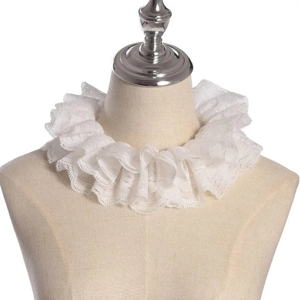 Vintage Lace Ruffled Multi-layer Detachable Collar Victorian Edwardian White Costume Neck Collar for Women Girls