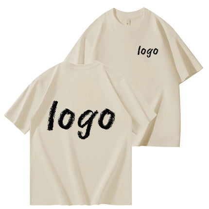 DIY260g 100% pure cotton customized men's T-shirt with logo text photos on both sides, summer breathable short sleeved top 2025