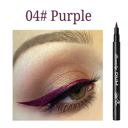 DNM 12 Colors Eyeliner Pen Waterproof Soft Sponge Head Silkworm Pen Quick Dry Black Natural Coloring Liquid Eyeliner White