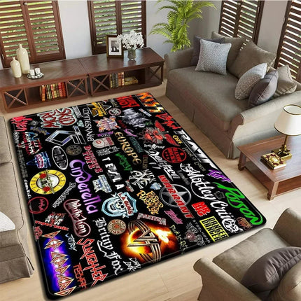 Band Logo Music Rock and Roll Pattern Carpet  for Living Room Bedroom Non-Slip Soft Rug Kitchen Floor Mat Entrance Doormat