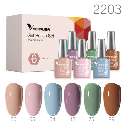 6pcs/kit VENALISA Valentine's Day Collection Lovely Pink Nails HEMA FREE TPO FREE Soak Off UV LED Semi Permanent Set Gel Varnish