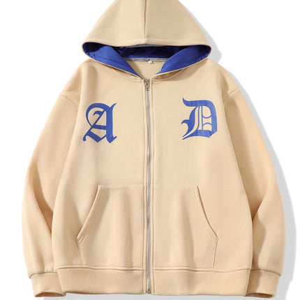 Y2k Zip-Up Hoodies Women Harajuku Grey Goth Grunge Oversized Sweatshirts Letter Embroidery Jacket Coat Kawaii Hip Hop Streetwear