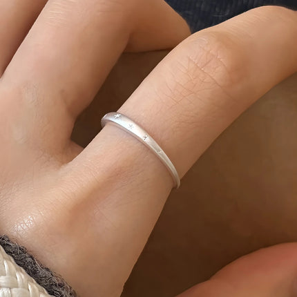 PANJBJ 925 Sterling Silver Four-pointed Star Shining Zircon Ring High-end Personalized Opening Adjustable Jewelry